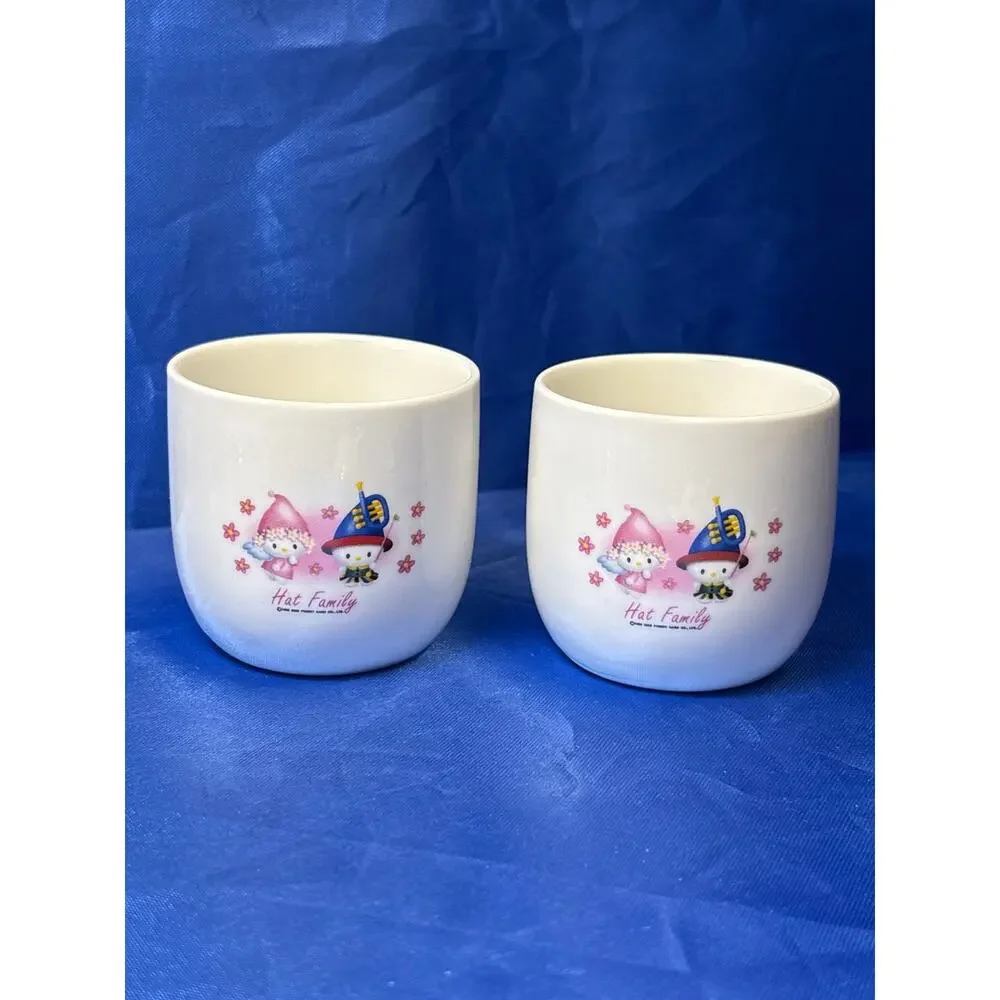 Hat Family Hello Kitty Style Miniature Teapot and Two Cups